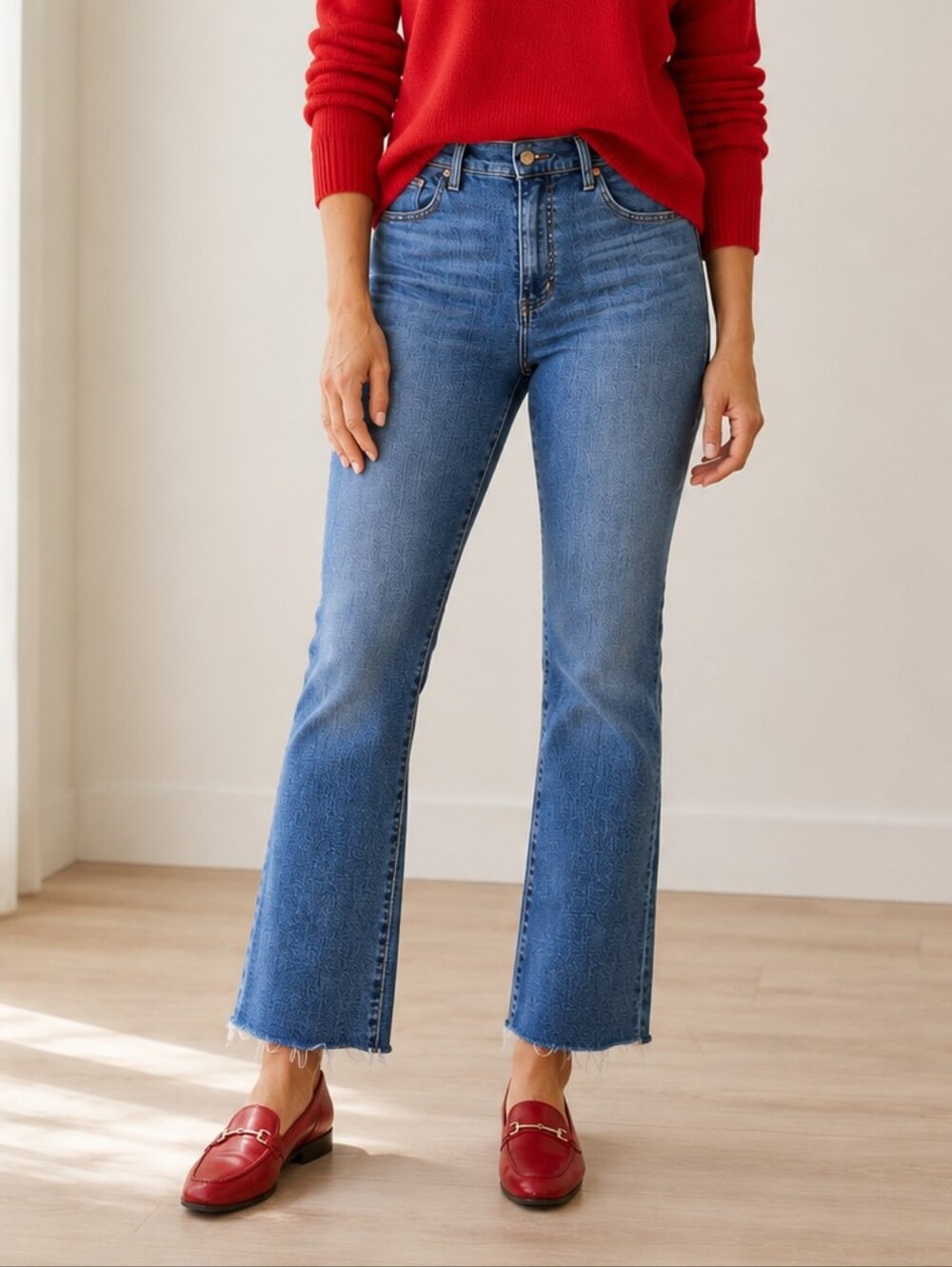 Gap Kick Fit High Rise Jean Womens Size 12 Tall 12T Blue Stretch Denim Fray Hem